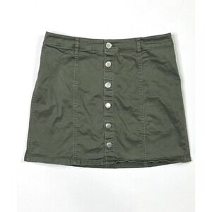 Forever 21 Mini Skirt Women's Large Button Front Olive Green